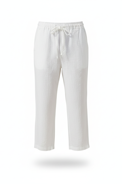 Pantalon En Lin Blanc Cordon Décontracté Homme Respirant - vue 3