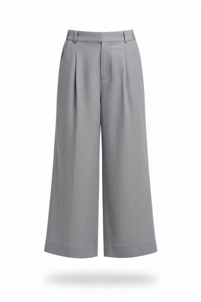 Pantalon En Lin Gris Plissé Ample Enfant Fluide - vue 3