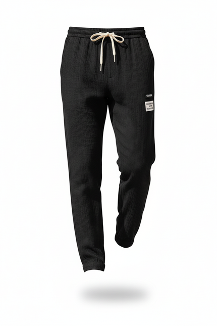 Pantalon En Lin Homme Noir Fluide Léger Décontracté - vue 3