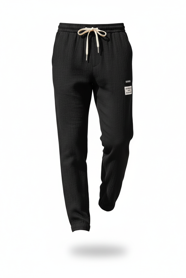 Pantalon En Lin Homme Noir Fluide Léger Décontracté - vue 3