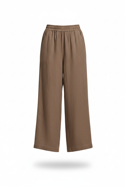 Pantalon Lin Femme Large - Kaki - vue 3