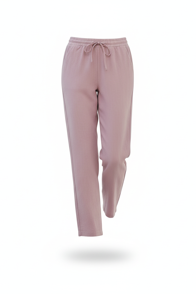Pantalon Fusele Lin Femme - Rose - vue 3