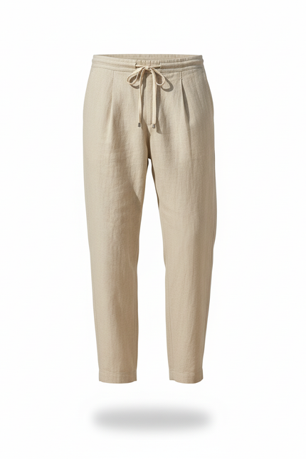 Pantalon Lin Coupe Droite - Beige - vue 3