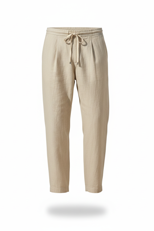Pantalon Lin Coupe Droite - Beige - vue 3