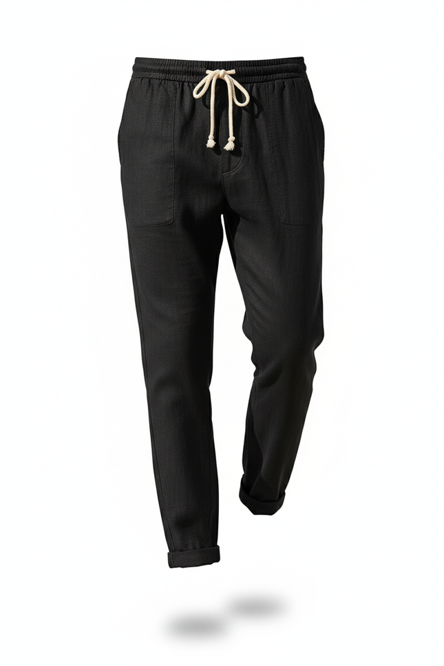 Pantalon En Lin Homme Noir Tapered - vue 3