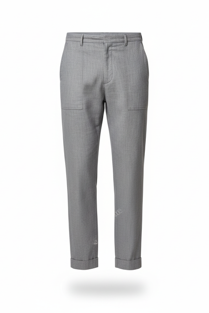 Pantalon En Lin Gris Droit Décontracté Homme Élégant - vue 3