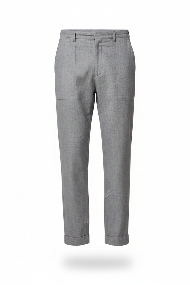 Pantalon En Lin Gris Droit Décontracté Homme Élégant - vue 3