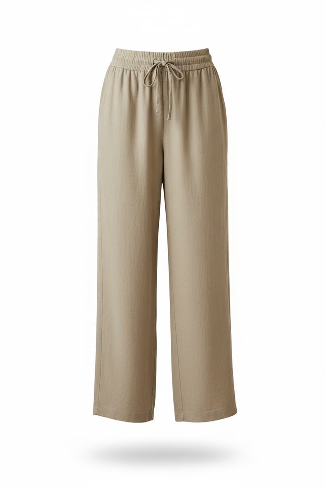 Pantalon Lin Ceinture Elastique - Beige - vue 3