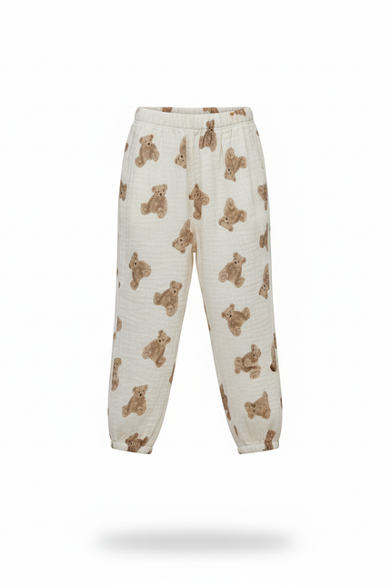 Pantalon En Lin Enfant Ample Motif Ours Mignon - Imprimé - vue 3