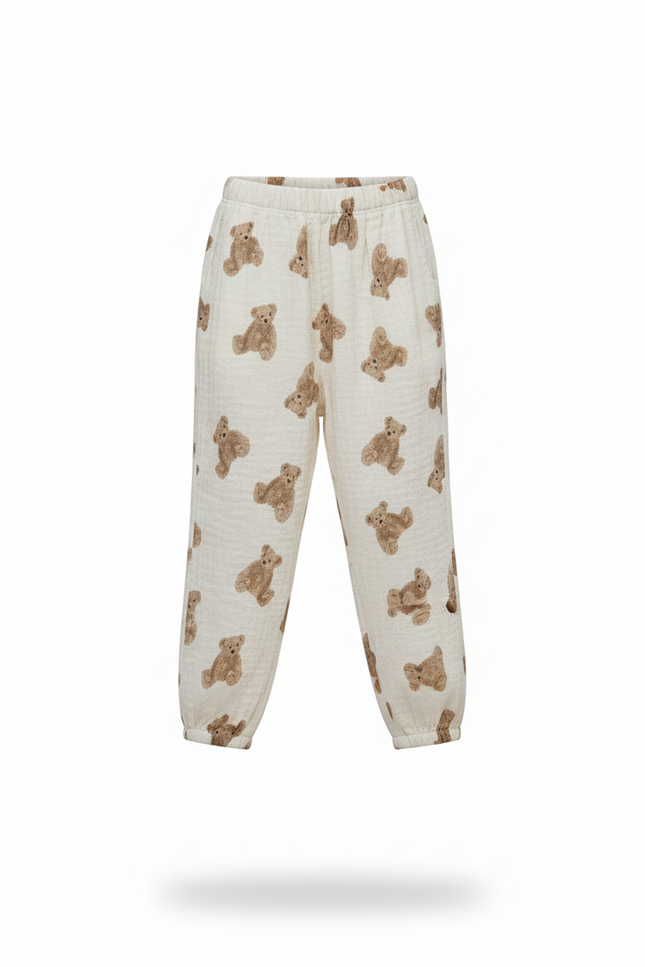 Pantalon En Lin Enfant Ample Motif Ours Mignon - Imprimé - vue 3