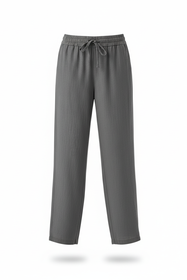 Pantalon En Lin Gris Femme - vue 3