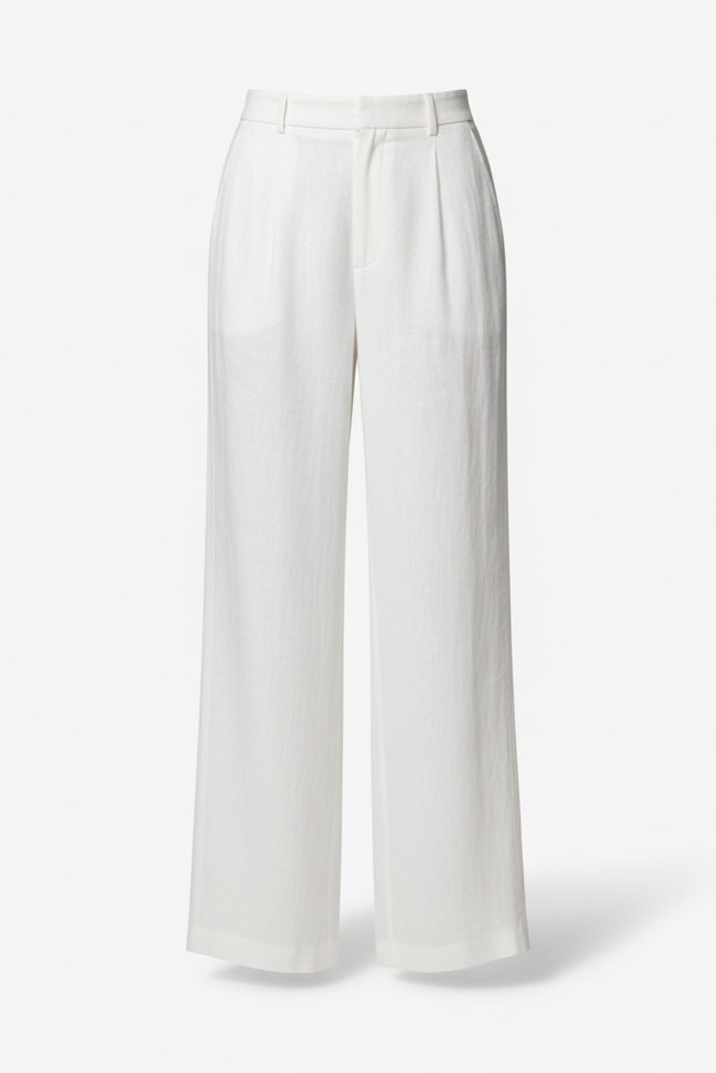 Pantalon En Lin Blanc Ample Élégant Décontracté - vue 3
