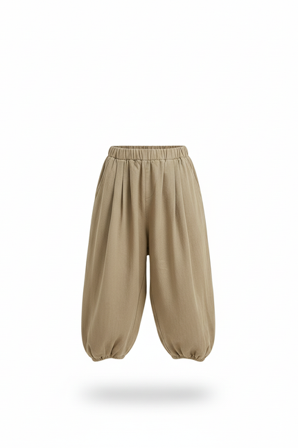 Pantalon En Lin Garçon Ample Kaki Confortable Plissé - vue 3
