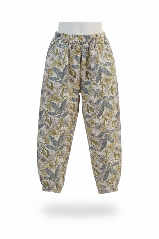 Pantalon En Lin Ample Imprimé Feuillage Exotique Enfant - vue 3