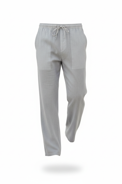 Pantalon En Lin Et Coton - Gris - vue 3