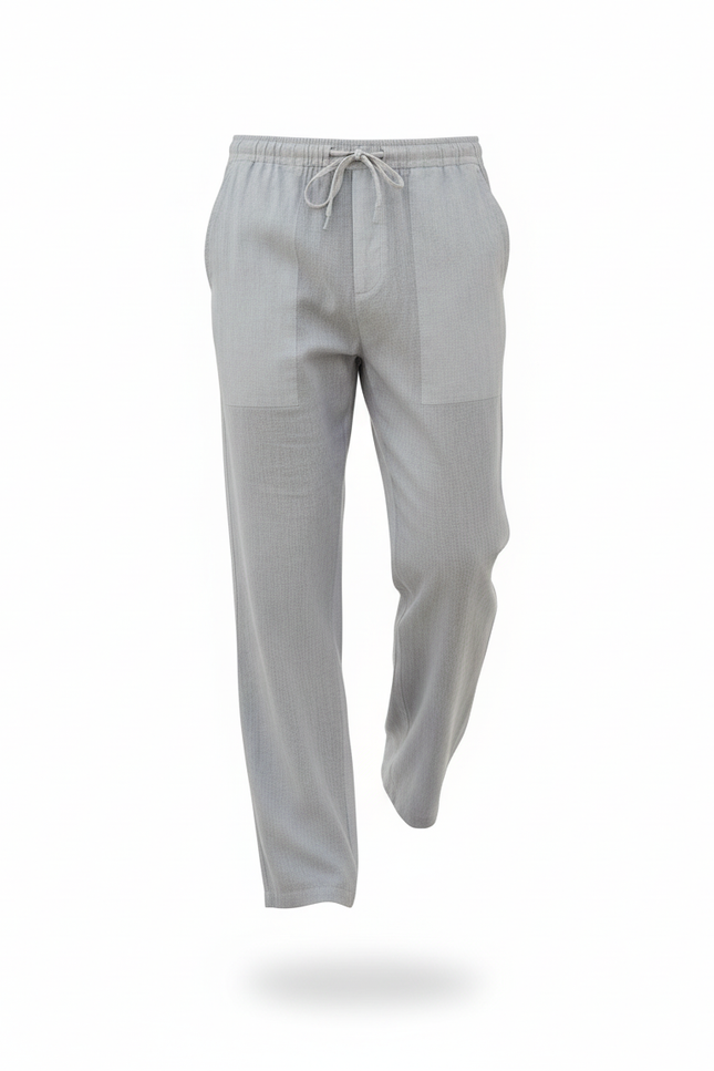 Pantalon En Lin Et Coton - Gris - vue 3