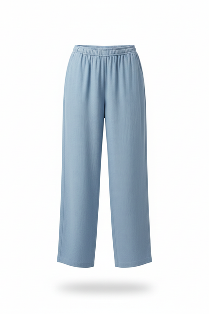 Pantalon En Lin Bleu Ample Décontracté Léger - vue 3