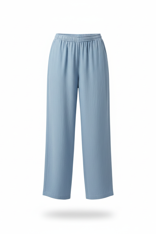Pantalon En Lin Bleu Ample Décontracté Léger - vue 3