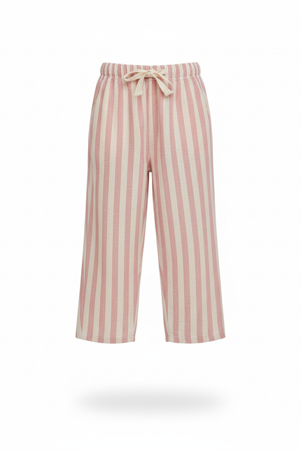 Pantalon Lin Rayé Rose - vue 3