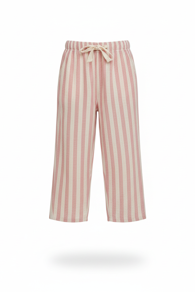 Pantalon Lin Rayé Rose - vue 3