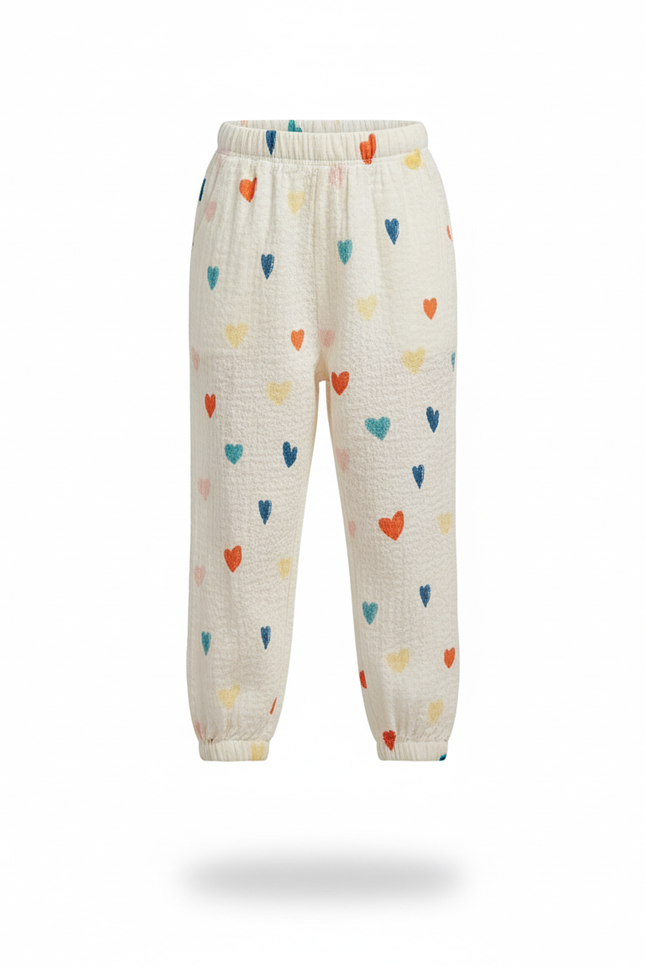 Pantalon En Lin Blanc Cœurs Colorés Enfant - vue 3