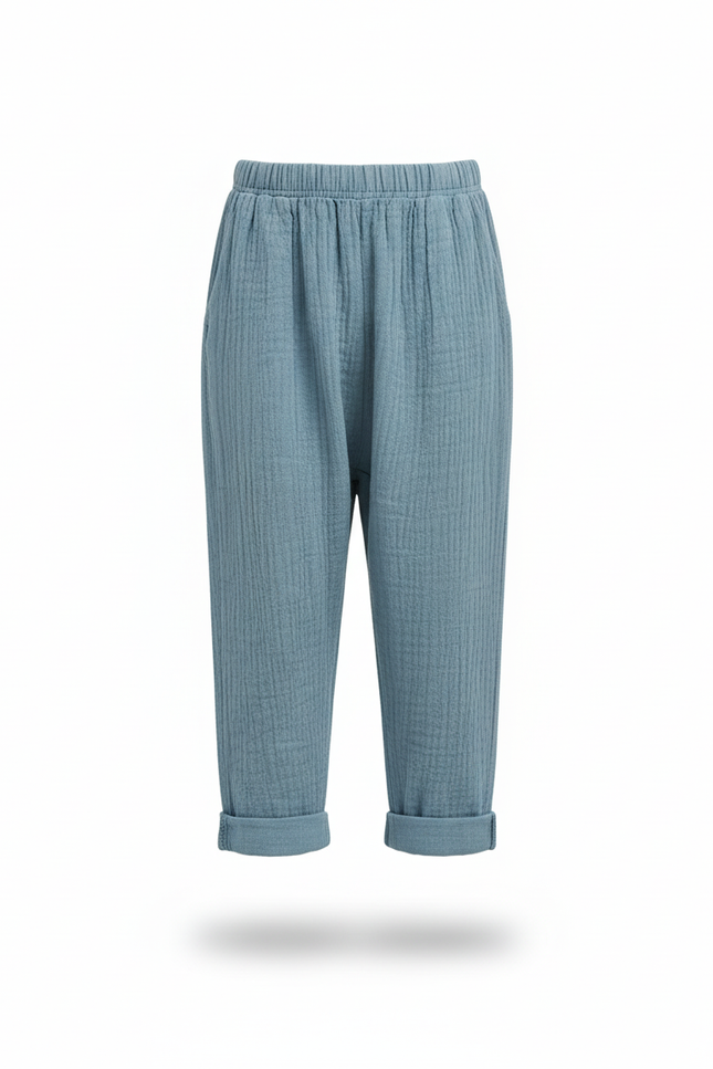 Pantalon Lin Turquoise - Bleu - vue 3