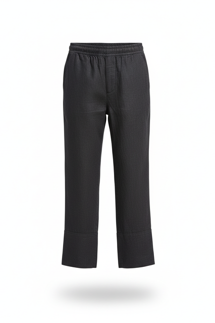 Pantalon En Lin Gris Anthracite Ample Décontracté Garçon - vue 3