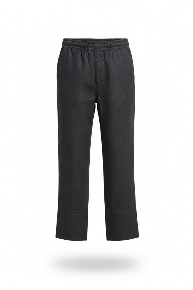 Pantalon En Lin Gris Anthracite Ample Décontracté Garçon - vue 3