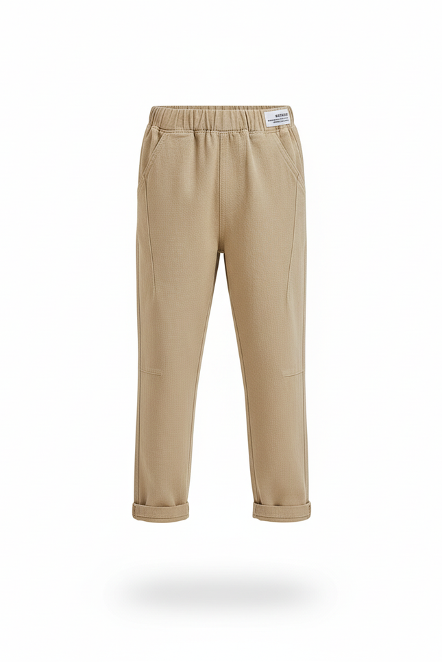 Pantalon En Lin Beige Ample Garçon Décontracté Coton - Molleton - vue 3