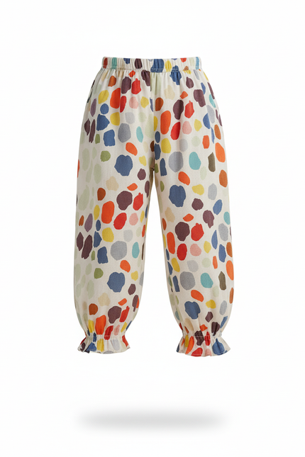 Pantalon En Lin Enfant Ample Imprimé Coloré Estival - Multicolore - vue 3