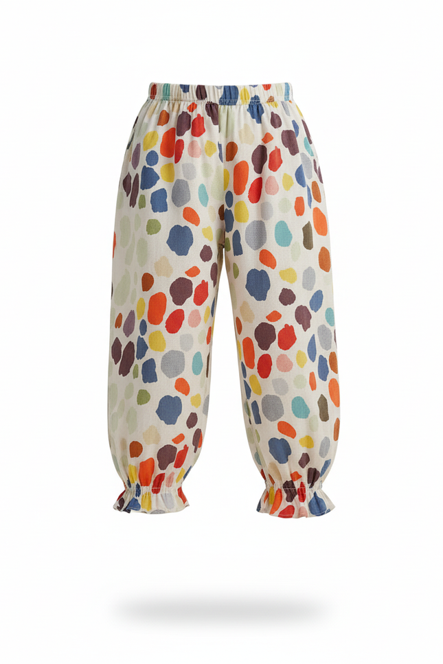 Pantalon En Lin Enfant Ample Imprimé Coloré Estival - Multicolore - vue 3