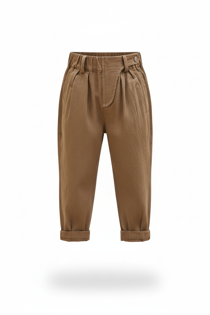 Pantalon En Lin Marron Ample Décontracté Enfant - vue 3