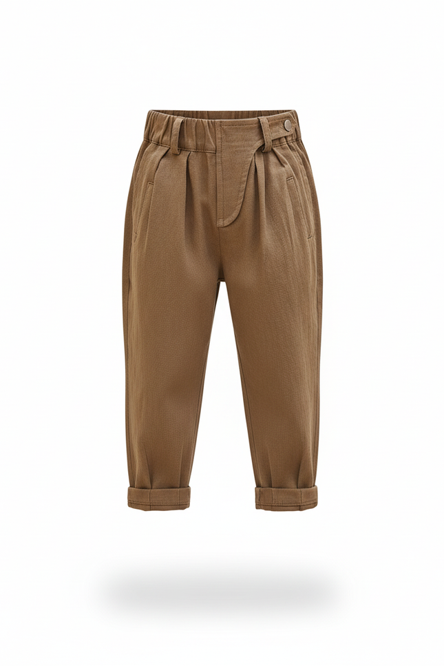 Pantalon En Lin Marron Ample Décontracté Enfant - vue 3