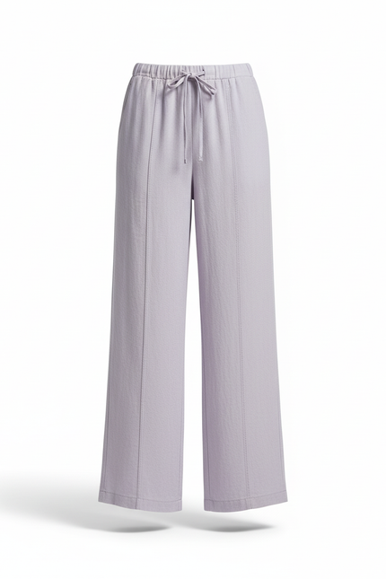 Pantalon En Lin Ample Fluide Violet Clair Texturé - vue 3