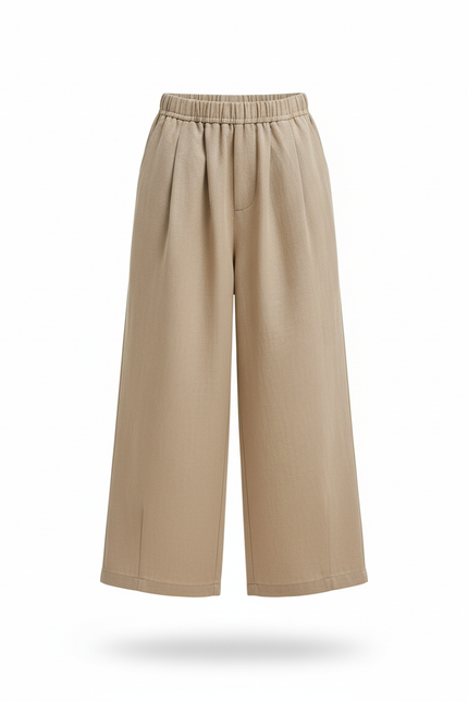 Pantalon En Lin Beige Ample Enfant Décontracté Fluide - vue 3