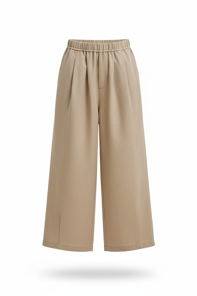 Pantalon En Lin Beige Ample Enfant Décontracté Fluide - vue 3