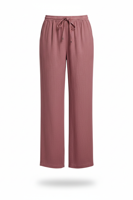 Pantalon Lin Coloré - Rose - vue 3
