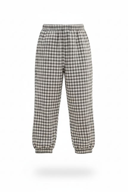 Pantalon En Lin Carreaux Ample Confortable Taille Élastique - Imprimé - vue 3
