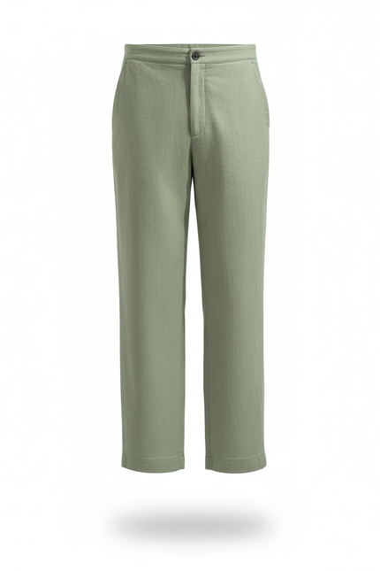 Pantalon En Lin Vert Ample Décontracté Homme Léger - vue 3