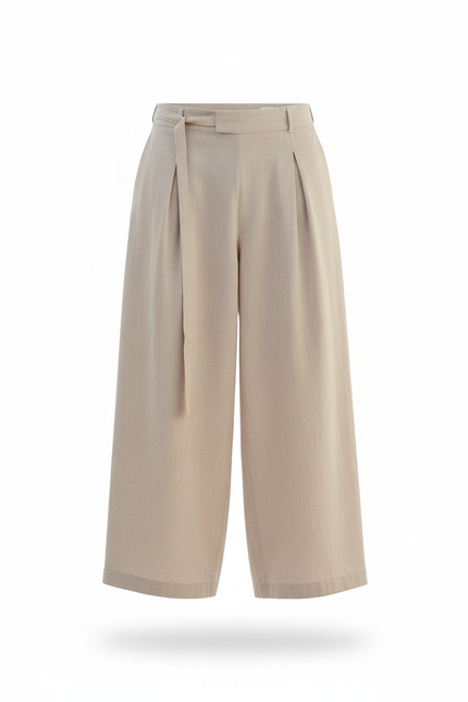 Pantalon En Lin Ample Beige Plissé Homme - vue 3