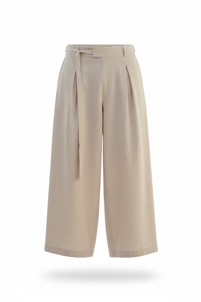 Pantalon En Lin Ample Beige Plissé Homme - vue 3