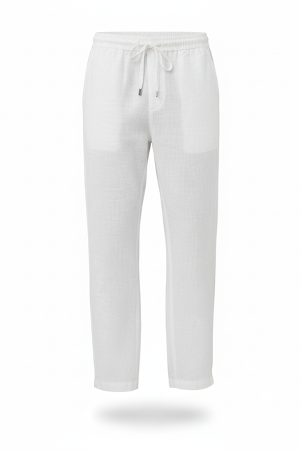 Pantalon Lin Et Coton - Blanc - vue 3