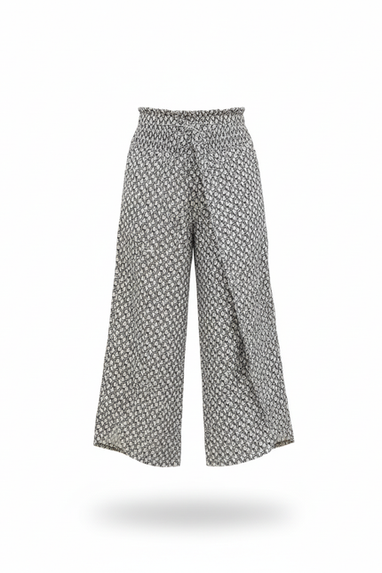 Pantalon En Lin Imprimé Ample Jambe Large Fille - vue 3