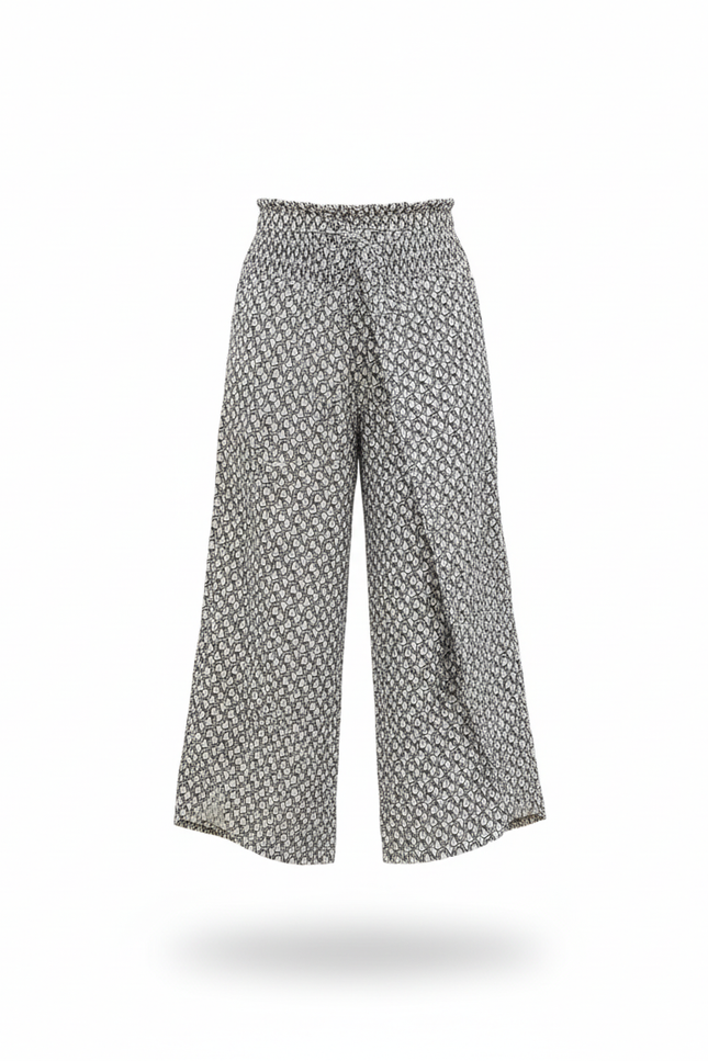 Pantalon En Lin Imprimé Ample Jambe Large Fille - vue 3