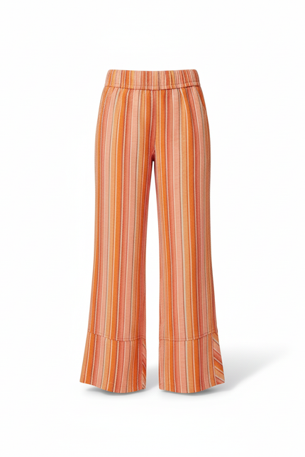 Pantalon En Lin Rayé Multicolore Ample Fille Fluide - vue 3