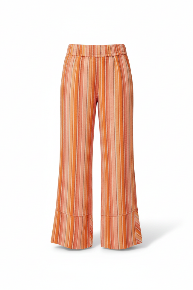 Pantalon En Lin Rayé Multicolore Ample Fille Fluide - vue 3