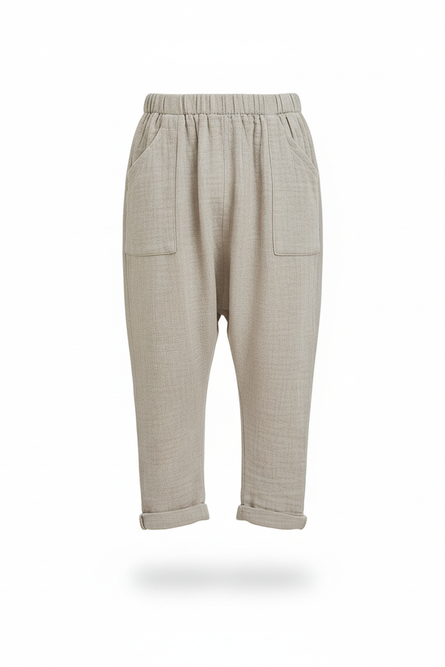 Pantalon Gris En Lin - vue 3