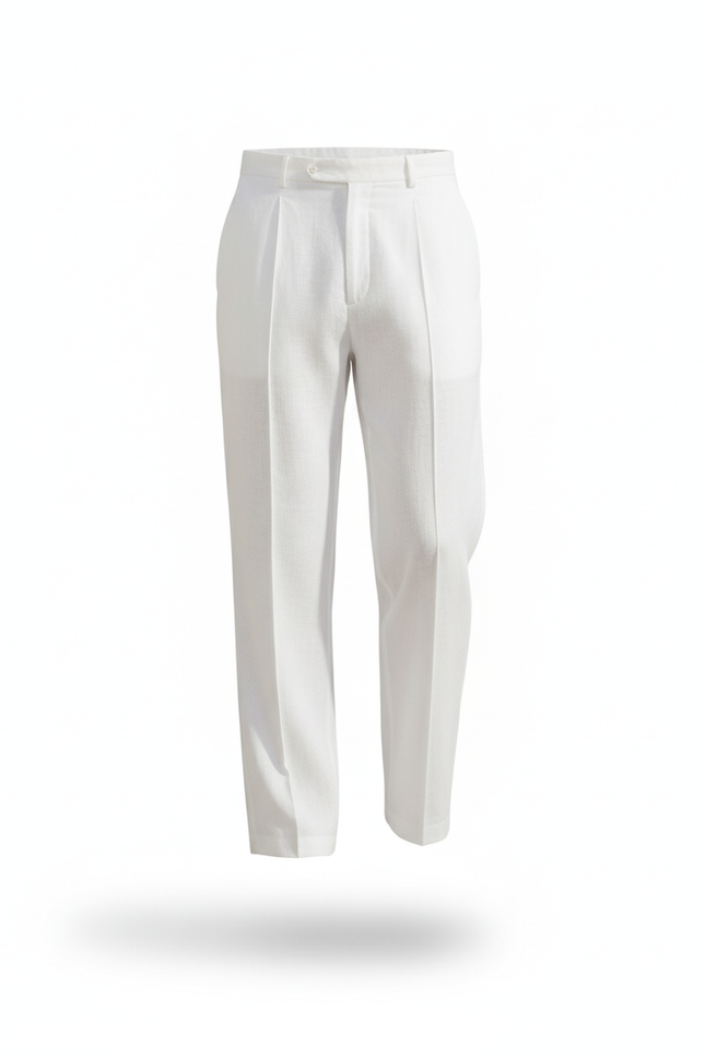 Pantalon Lin Homme Grande Longueur - Blanc - vue 3