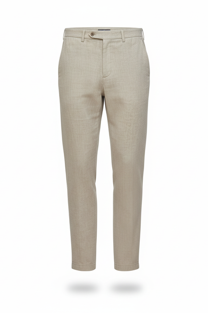 Pantalon En Lin Beige Droit Élégant Homme - vue 3