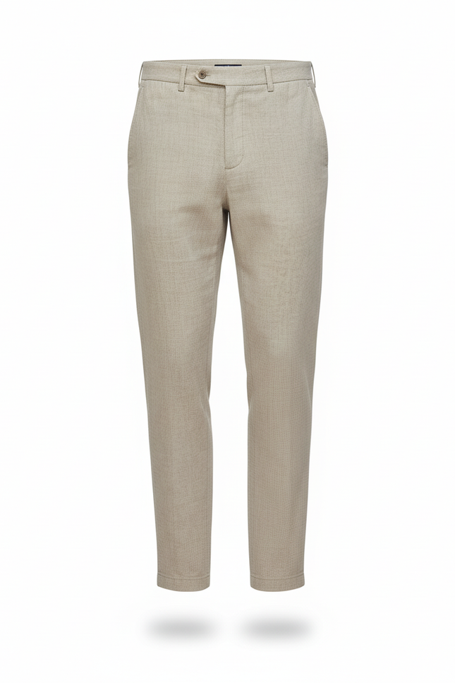 Pantalon En Lin Beige Droit Élégant Homme - vue 3